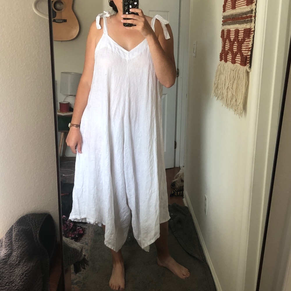 White linen jumpsuit